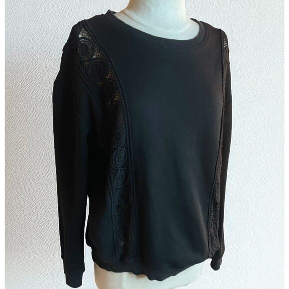 LUMIÈRE Lace Inset Sweatshirt S Parisian Dark Feminine Minimalist Whimsygoth - Picture 6 of 7